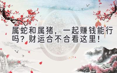 属蛇和属猪,一起赚钱能行吗?财运合不合看这里!-图片1