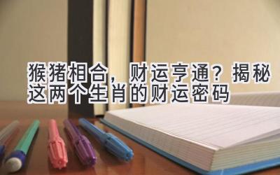 猴猪相合,财运亨通?揭秘这两个生肖的财运密码-图片1