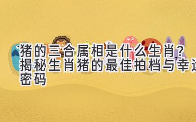 猪的三合属相是什么生肖?揭秘生肖猪的最佳拍档与幸运密码-图片1