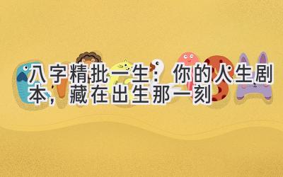 八字精批一生:你的人生剧本,藏在出生那一刻-图片1