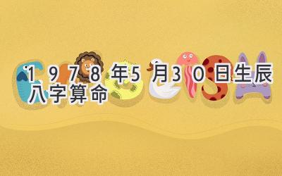 1978年5月30日生辰八字算命-图片1