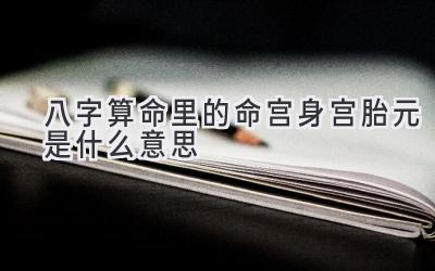 八字算命里的命宫身宫胎元是什么意思