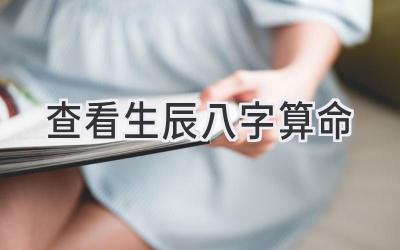 查看生辰八字算命