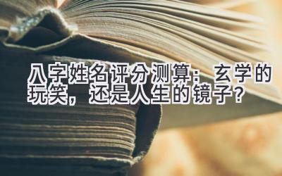 八字姓名评分测算:玄学的玩笑,还是人生的镜子?-图片1