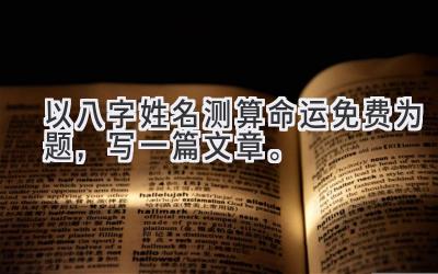 以八字姓名测算命运免费为题,写一篇文章。-图片1