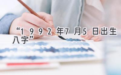 “1992年7月5日出生八字”-图片1