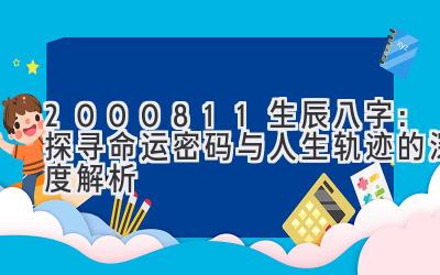 2000.8.11生辰八字：探寻命运密码与人生轨迹的深度解析