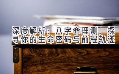 深度解析：八字命理测，探寻你的生命密码与前程轨迹