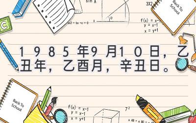 1985年9月10日，乙丑年，乙酉月，辛丑日。-图片1