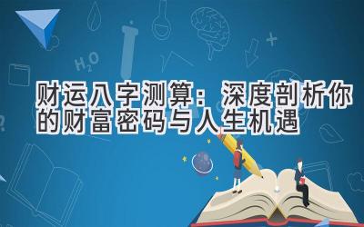 财运八字测算：深度剖析你的财富密码与人生机遇