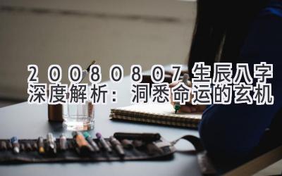 20080807生辰八字深度解析：洞悉命运的玄机-图片1