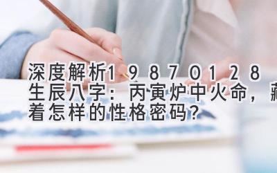深度解析19870128生辰八字：丙寅炉中火命，藏着怎样的性格密码？-图片1