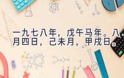 一九七八年，戊午马年。八月四日，己未月，甲戌日。